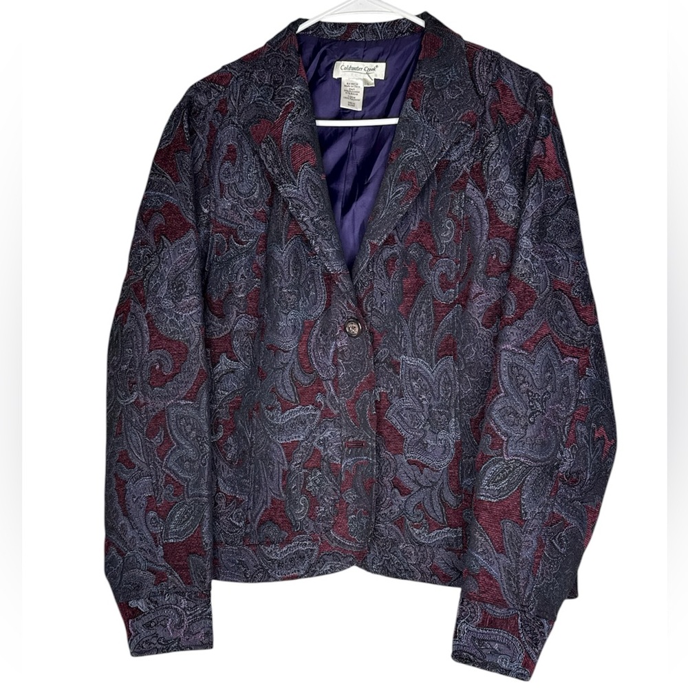 Coldwater Creek Women's Paisley Blazer - Red and purple